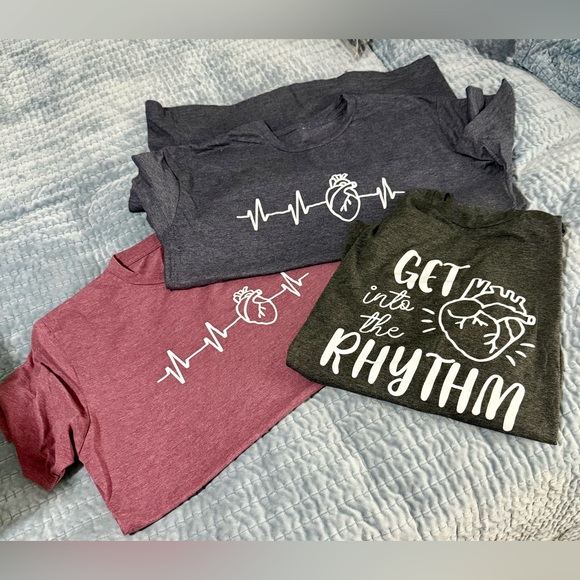 Tops - 3 Heart EKG Heartbeat Graphic T-Shirt’s. Size XL. |Medical/Nursing Tee